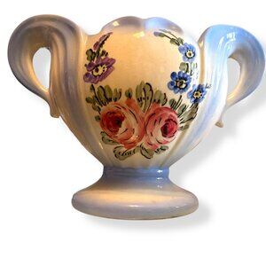 MCM Camark Pottery Vase Planter Trophy Swan Double-handle Scallop Rim USA Arts